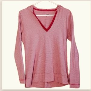 NYL Hooded tee. 100% cotton. Size M. Red & white stripe.